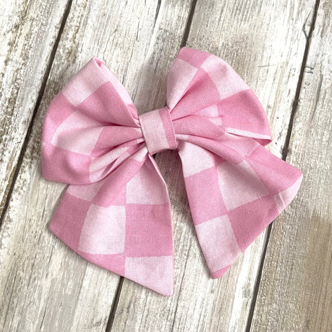 Pink Large Checkered Bow | STYLE & SIZE OPTIONS