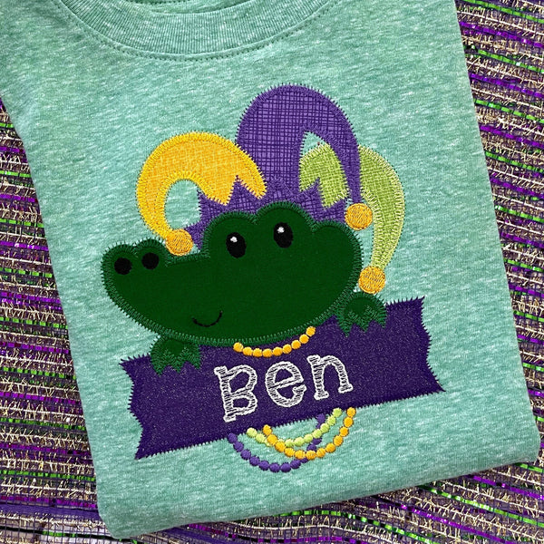 Mardi Gras Alligator Appliqué