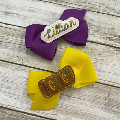 Mardi Gras Leather Name Clip