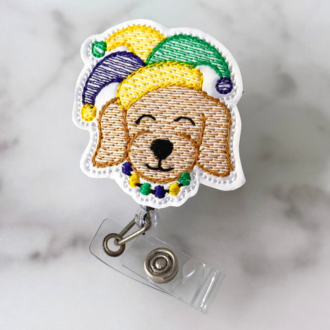 Mardi Gras Pup Badge Reel