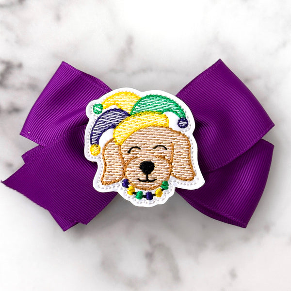 Mardi Gras Pup Feltie Clip