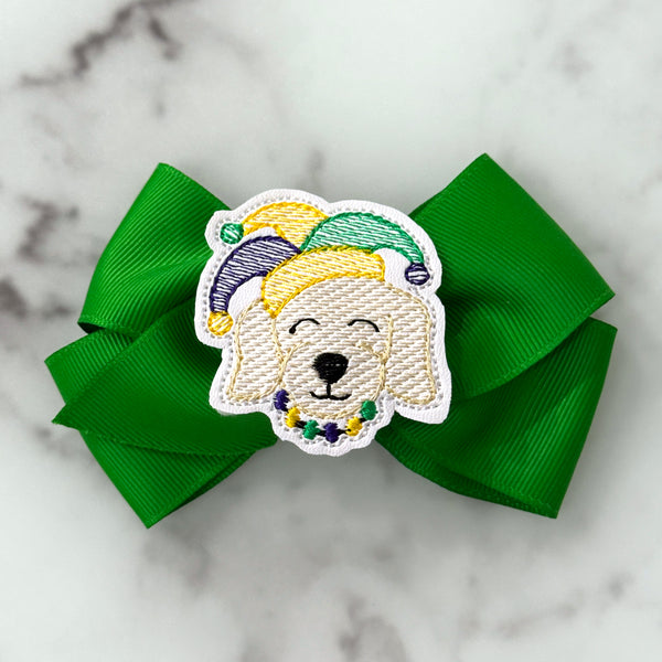 Mardi Gras Pup Feltie Clip