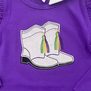 Mardi Gras Marching Boots Vintage Appliqué