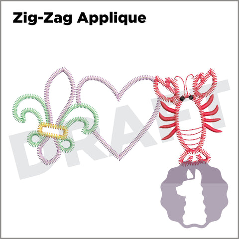 Fleur De Lis, Love & Crawfish Appliqué | OPTIONS