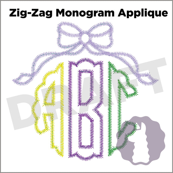 Scallop Monogram with Bow Appliqué | MARDI GRAS