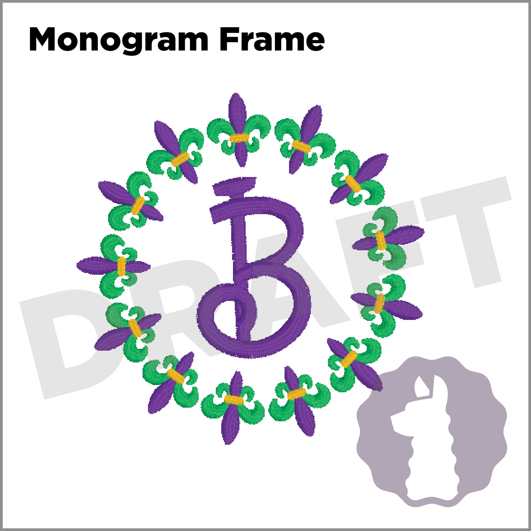 Mardi Gras Fleur De Lis Frame Monogram | LARGE