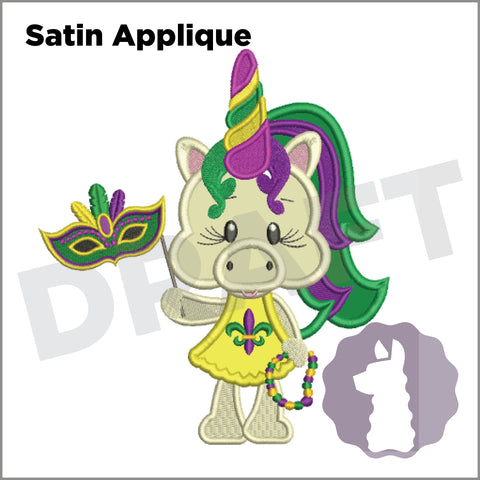 Mardi Gras Unicorn Appliqué