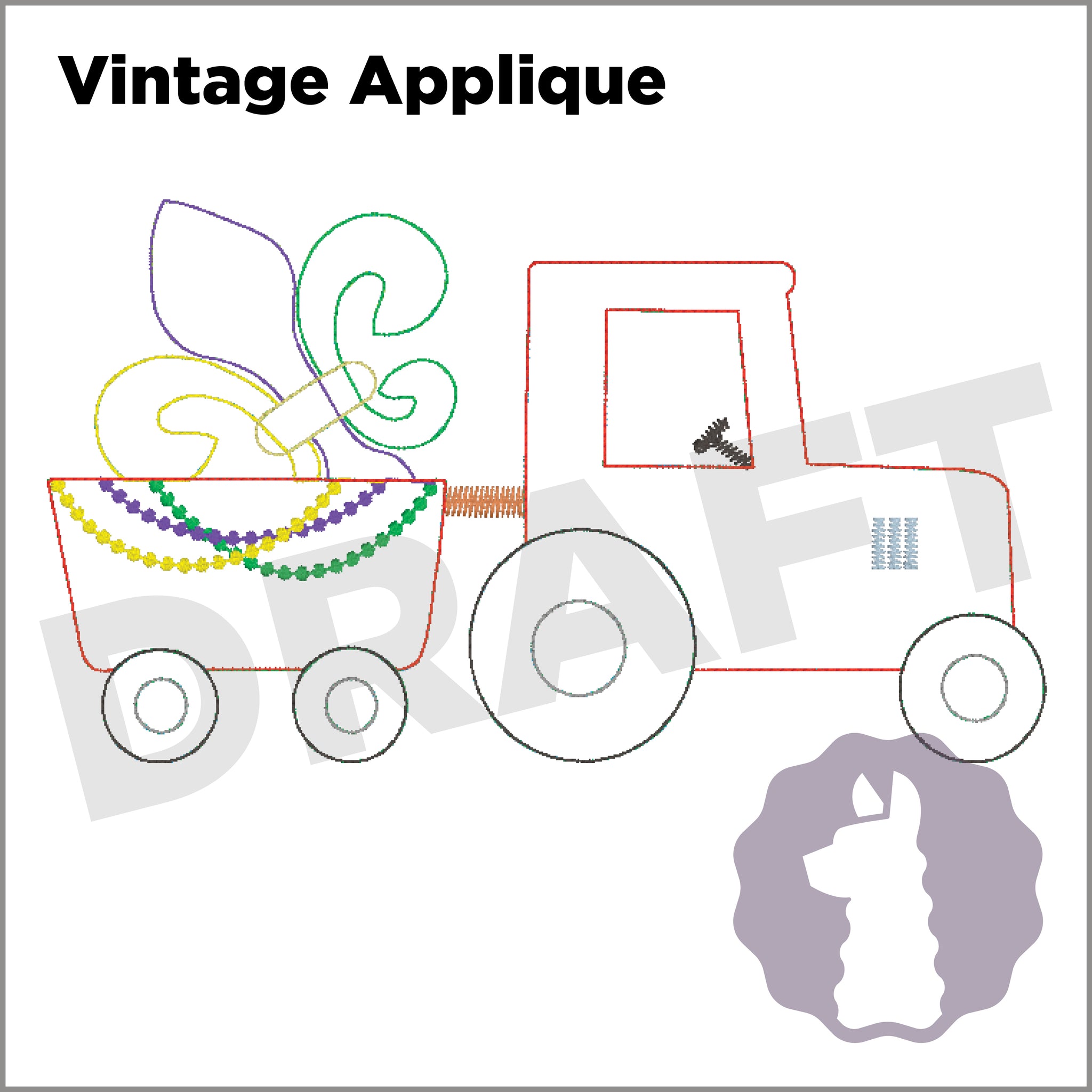 Mardi Gras Tractor Applique