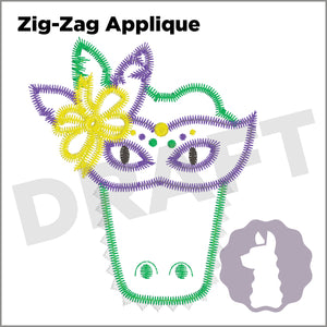 Mardi Gras Gator with Mask Applique | GIRL