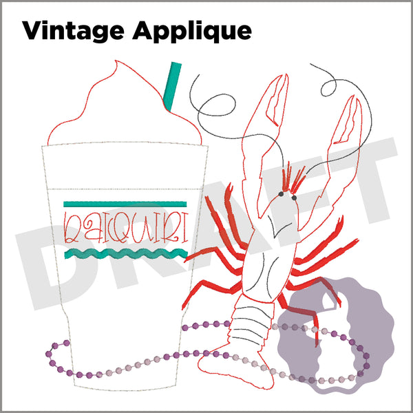 Mardi Gras Daiquiri & Kingcake Applique