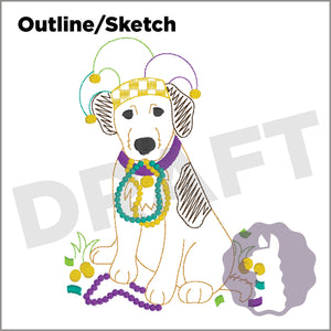 Mardi Gras Dog Outline