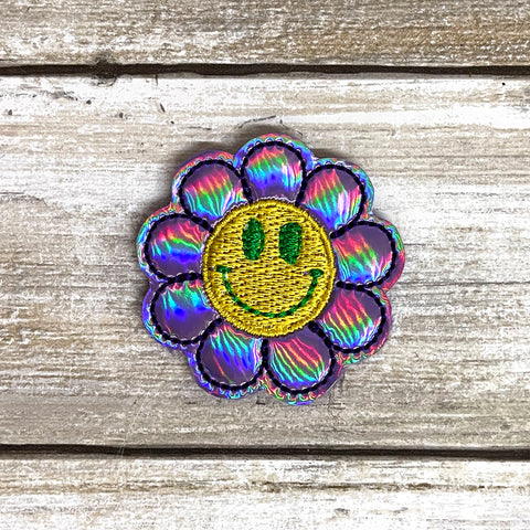 Mardi Gras Smiley Face Flower Feltie Clip