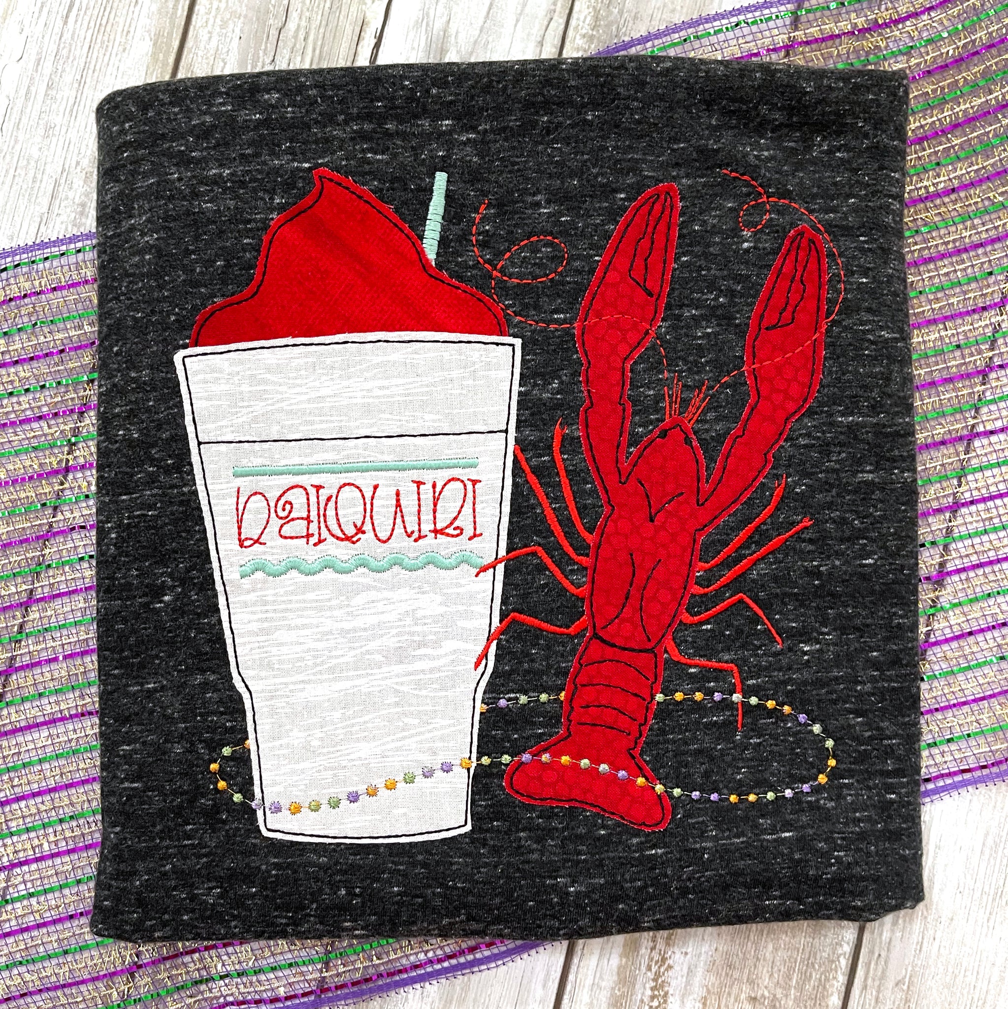 Mardi Gras Daiquiri & Kingcake Applique