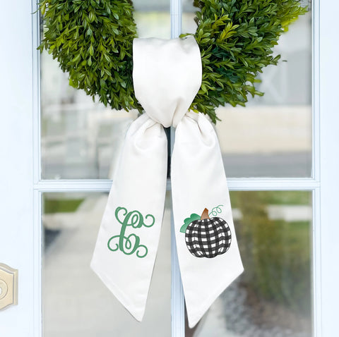 Wreath Sash | Plaid Pumpkin