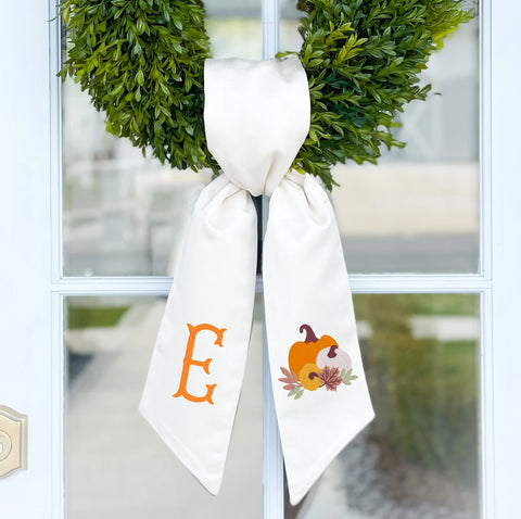 Wreath Sash | Pumpkin Trio with Foliage
