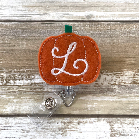 Pumpkin Badge Reel | Monogrammed