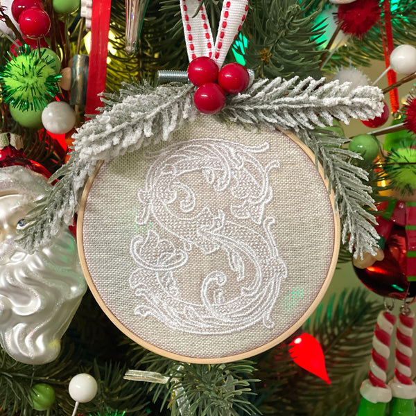 Vintage Initial Ornament Hoop