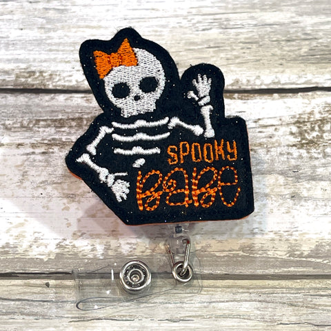 "Spooky Babe" Skeleton Badge Reel