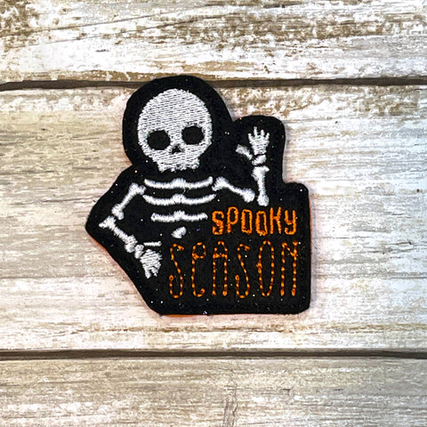 "Spooky Season" Skeleton Feltie Clip