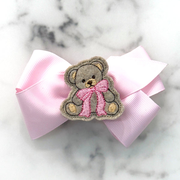 Teddy Bear with bow Feltie Clip