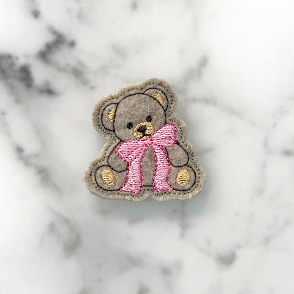 Teddy Bear with bow Feltie Clip