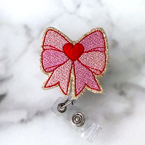 Valentine's Day Bow Badge Reel