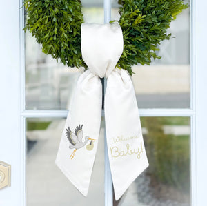 Wreath Sash | Stork with "Welcome Baby!"