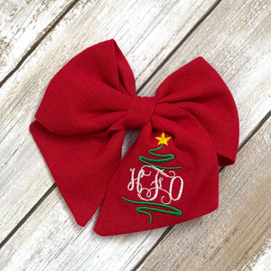 Christmas Tree Monogram Large Sailor Bow | OPTIONS