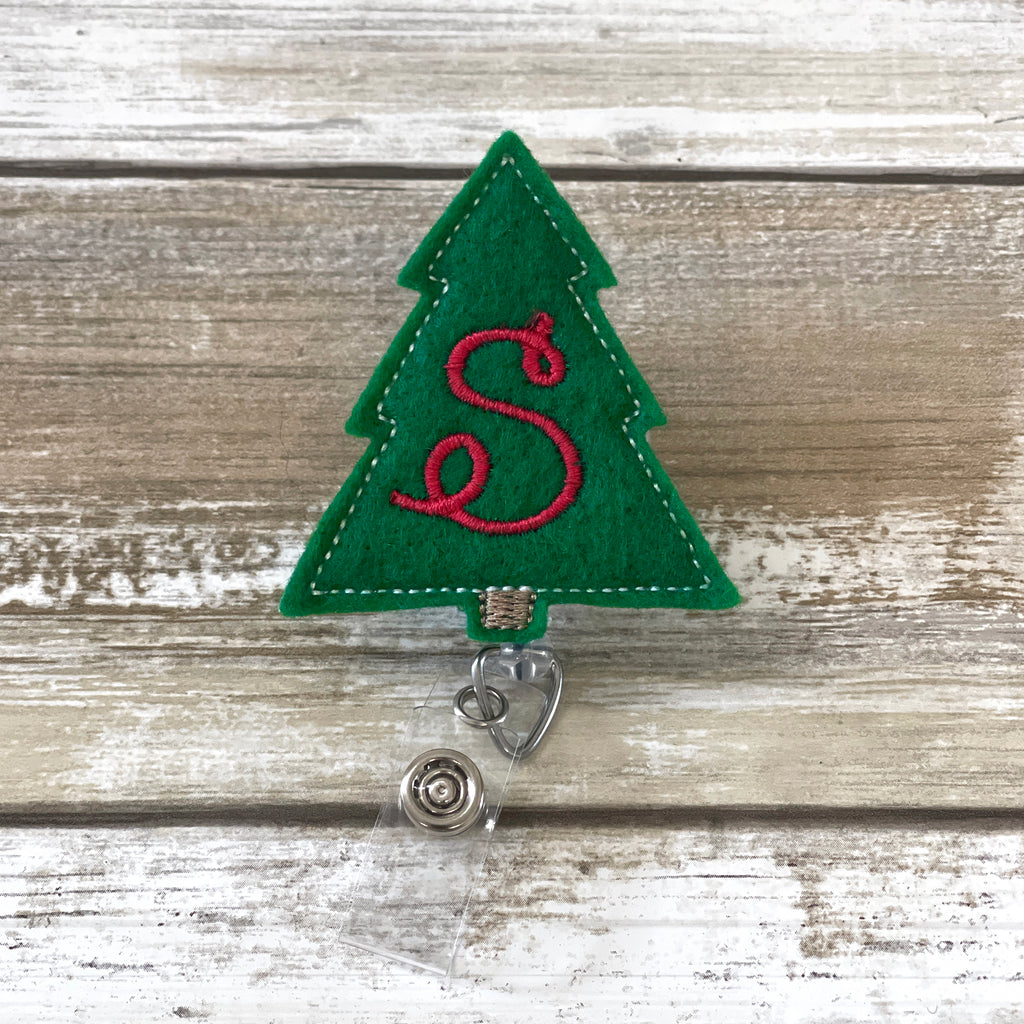 Christmas Tree Badge Reel  Monogrammed – The Little Llama co
