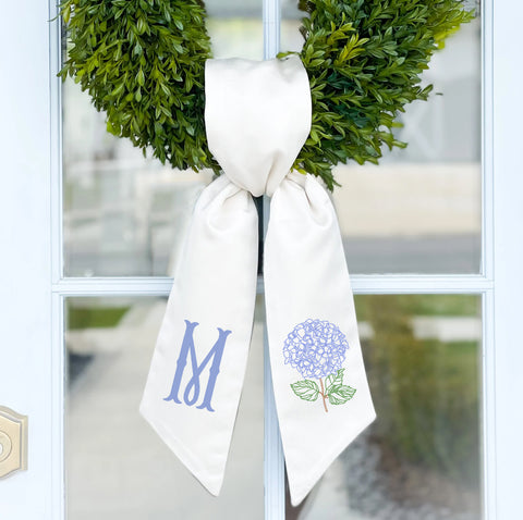 Wreath Sash | Hydrangea with Monogram