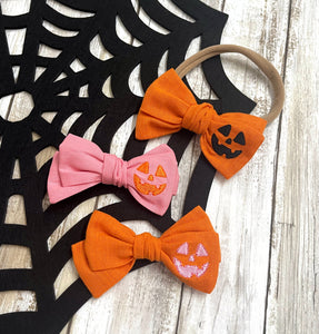 Jack-O-Lantern Face School Girl Bow | OPTIONS