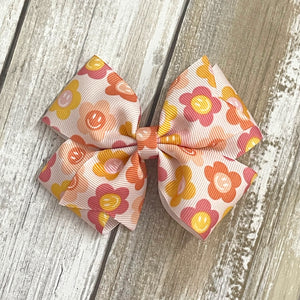 Smiley Flower Ribbon Bow