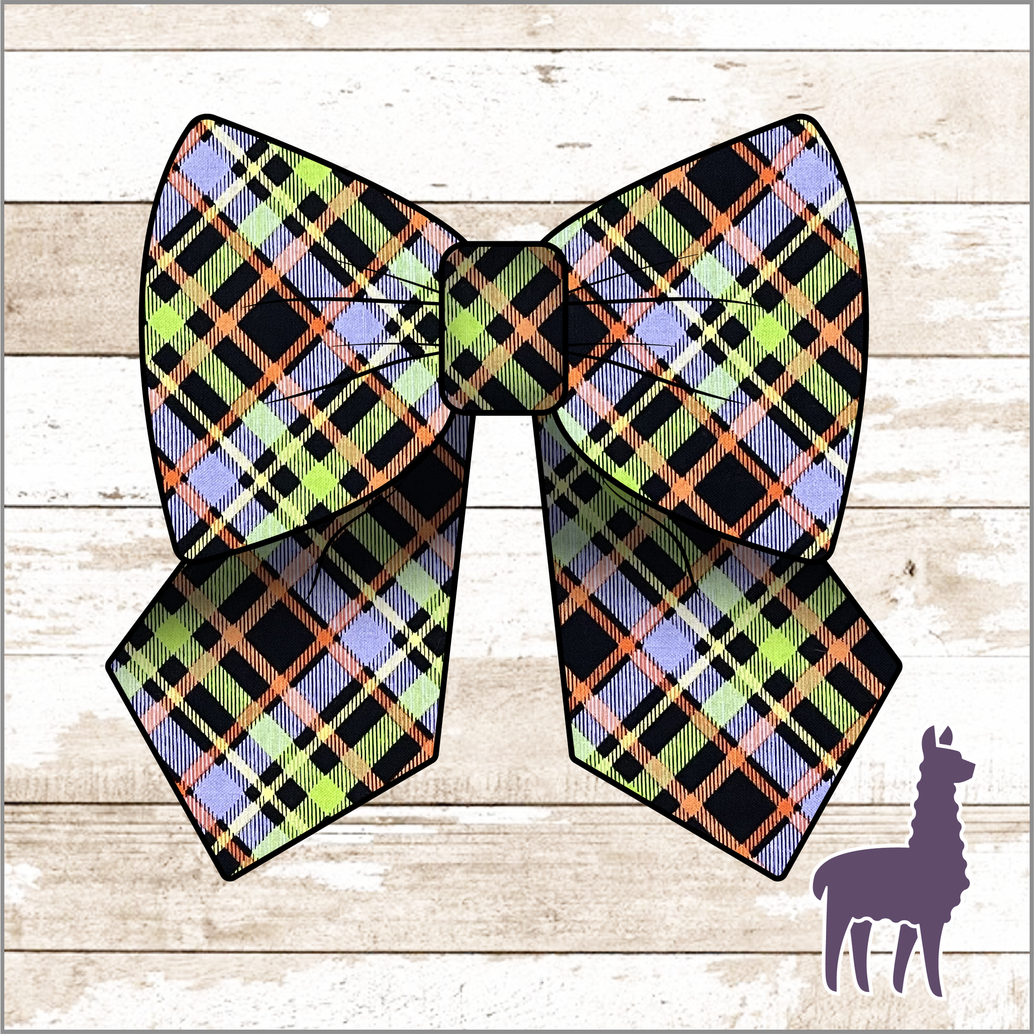 Monogram Halloween Plaid Bow