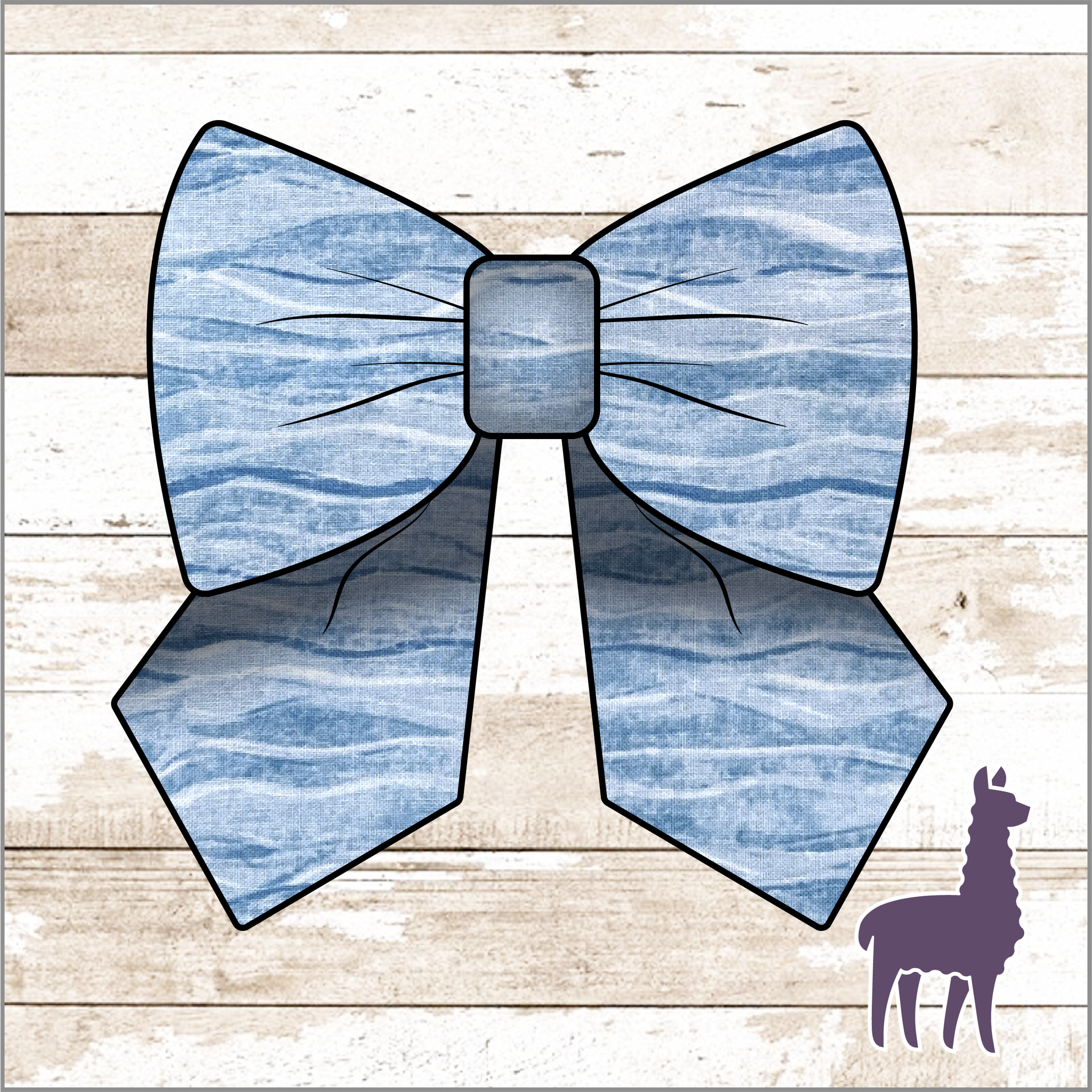 Monogram Blue Waves Bow