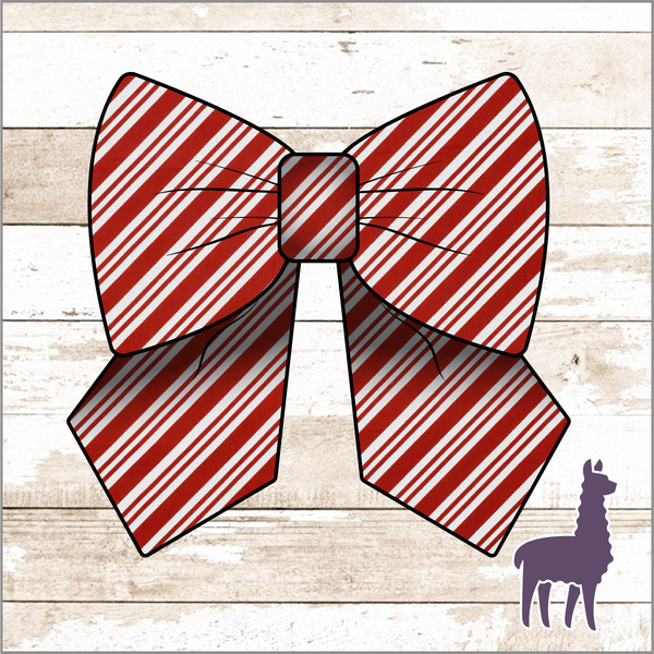 Monogram Christmas Candy Cane Bow