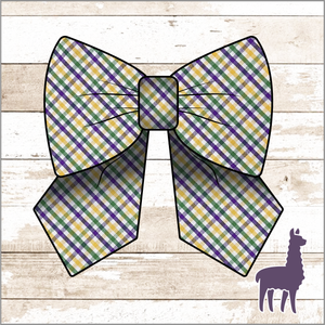 Monogram Mardi Gras Gingham Bow