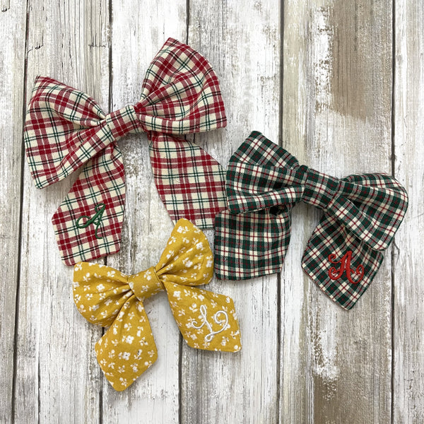 Monogram Mustard Mini Floral Bow