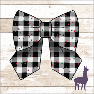 Monogram Christmas Plaid with Dots Bow