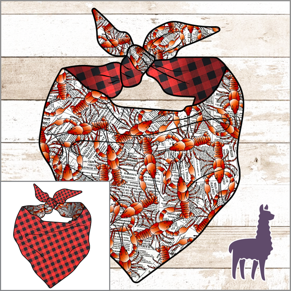 Crawfish Newspaper Bandana | REVERSIBLE