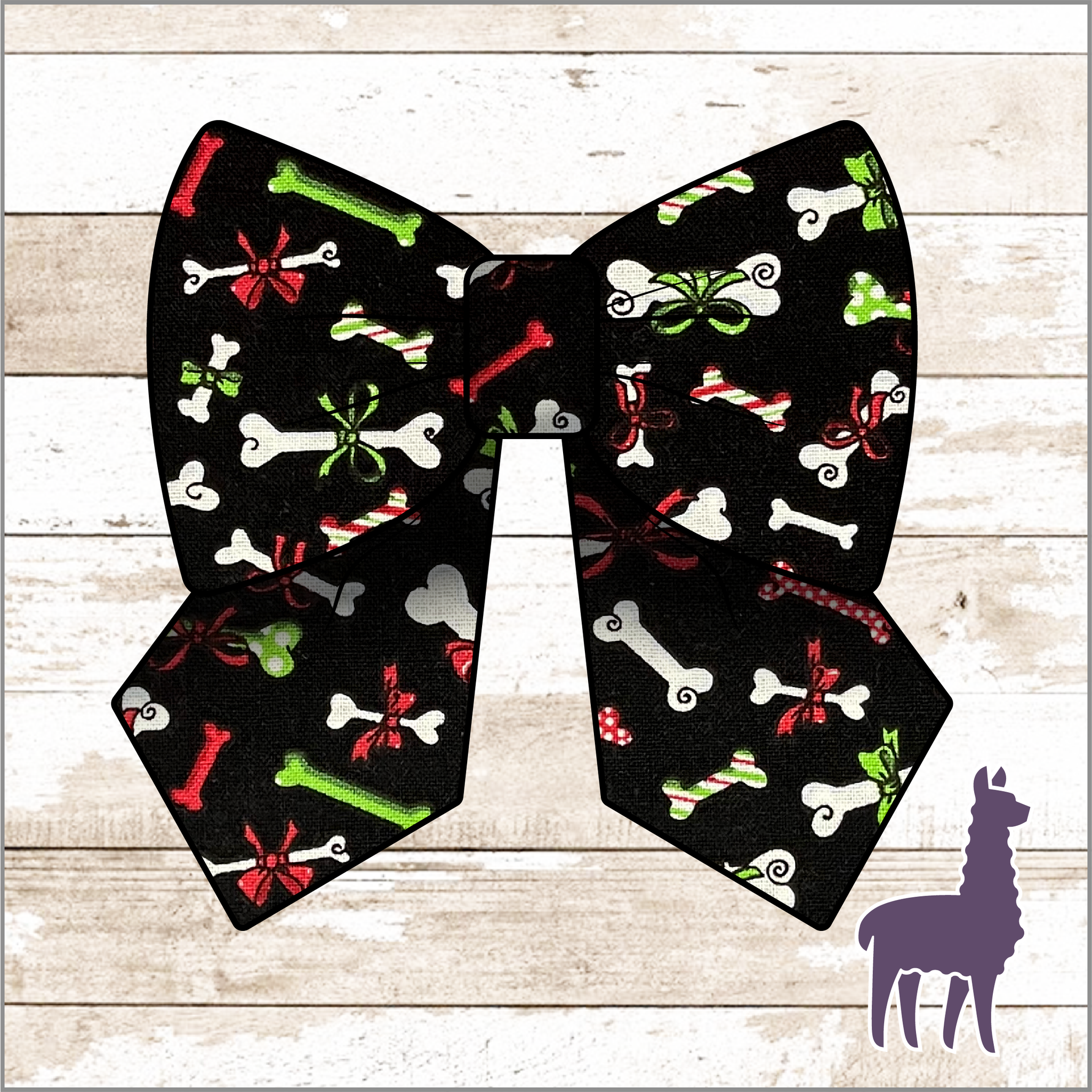 Monogram Xmas Dog Bones Bow