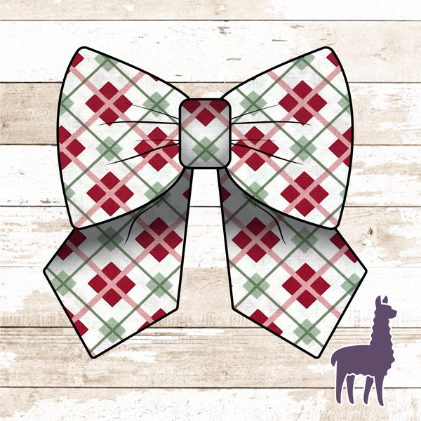 Monogram Girl Christmas Argyle Bow