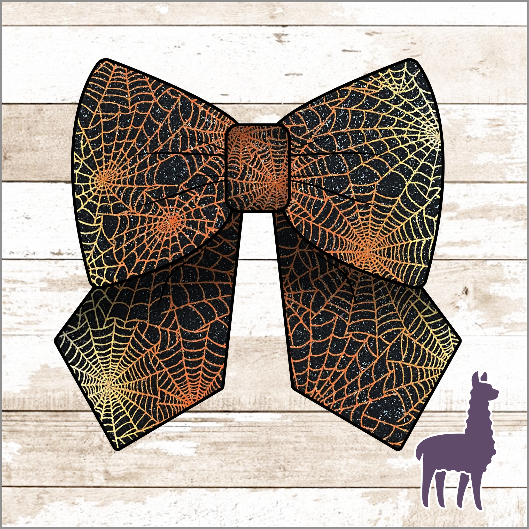 Monogram Halloween Spider Web Bow | GLITTER