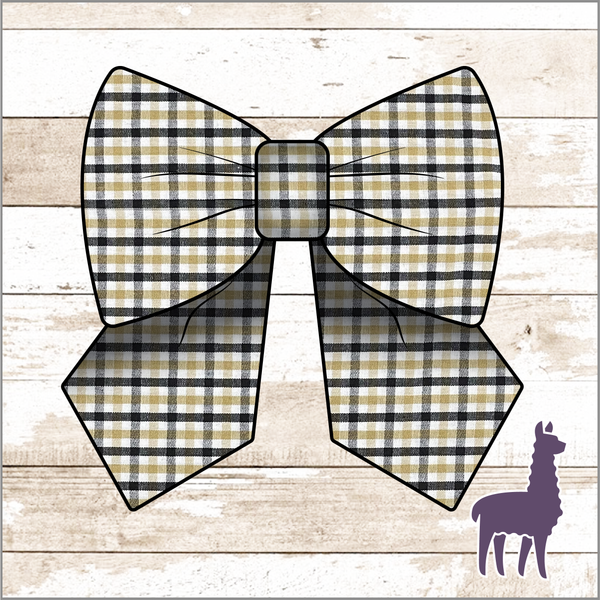 Monogram Black & Gold Gingham Bow