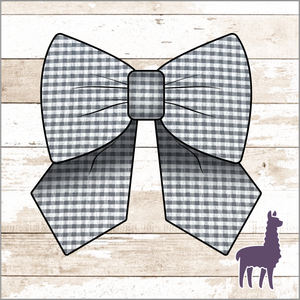 Monogram Grey Gingham Seersucker Bow