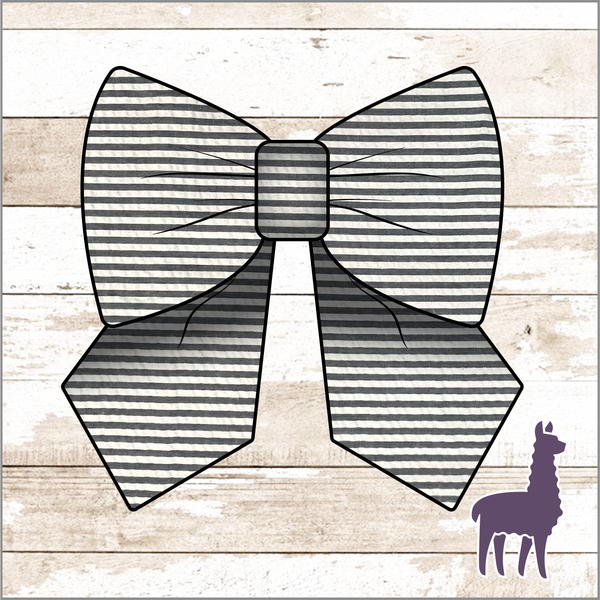 Monogram Grey Striped Seersucker Bow