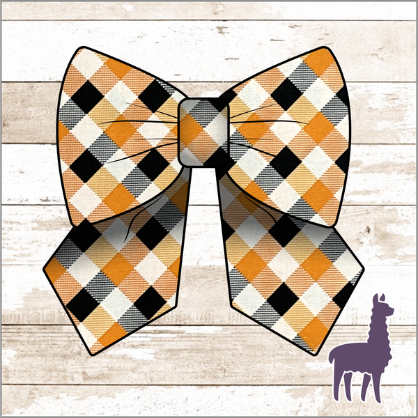 Monogram Halloween Buffalo Plaid Bow