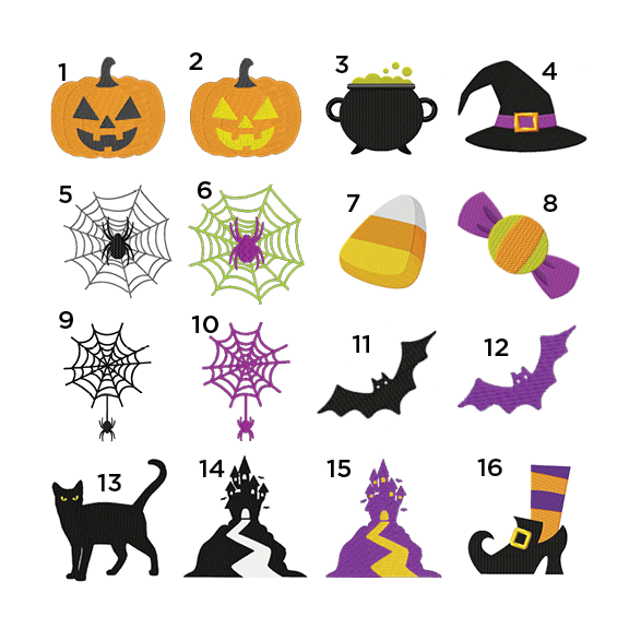 Halloween Stitched Appliqué Trio  | 32 MINI DESIGNS