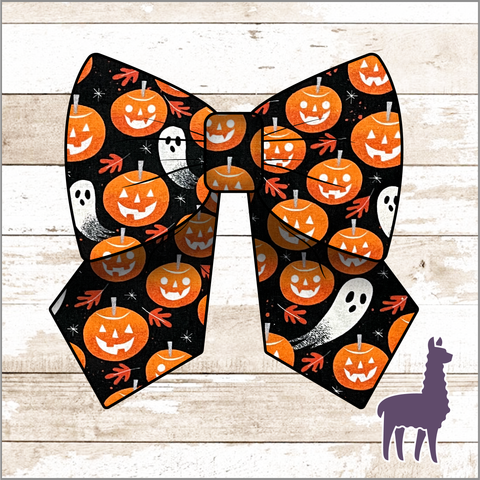 Monogram Jack-o-Lanterns & Ghost Plaid Bow