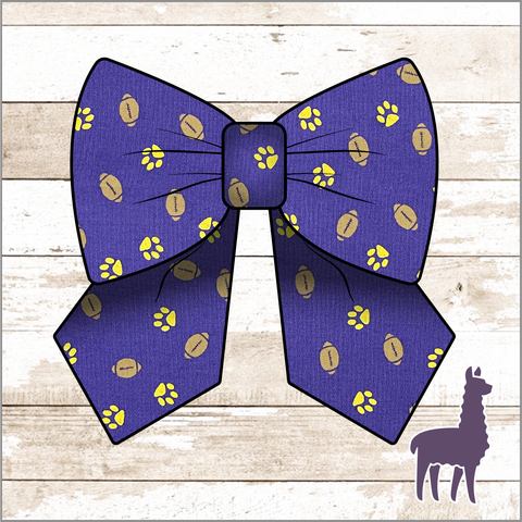 Monogram Paws & Footballs Bow