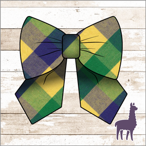 Monogram Large Mardi Gras Plaid Bow